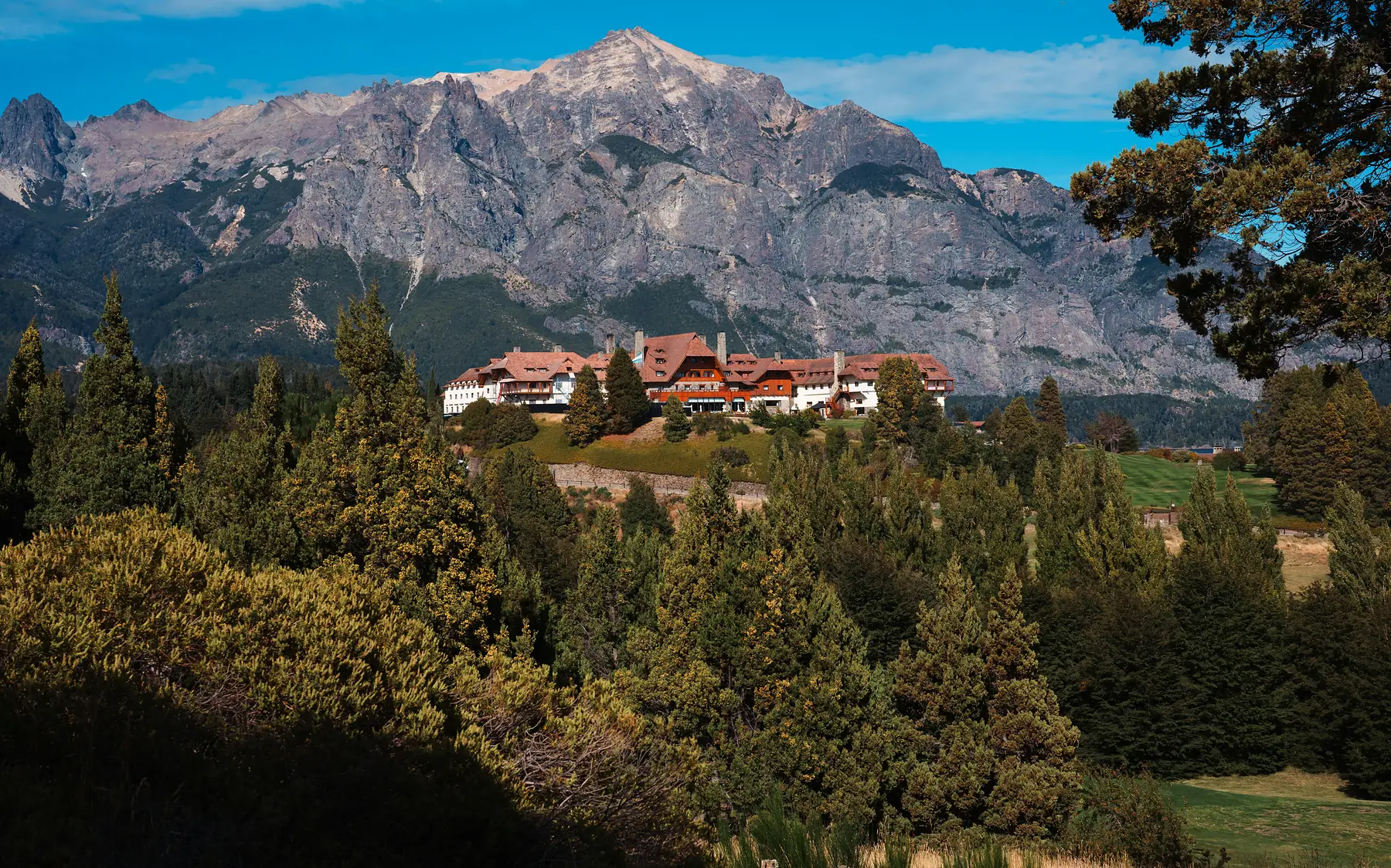 Luxury lodge nestled in Patagonian mountains