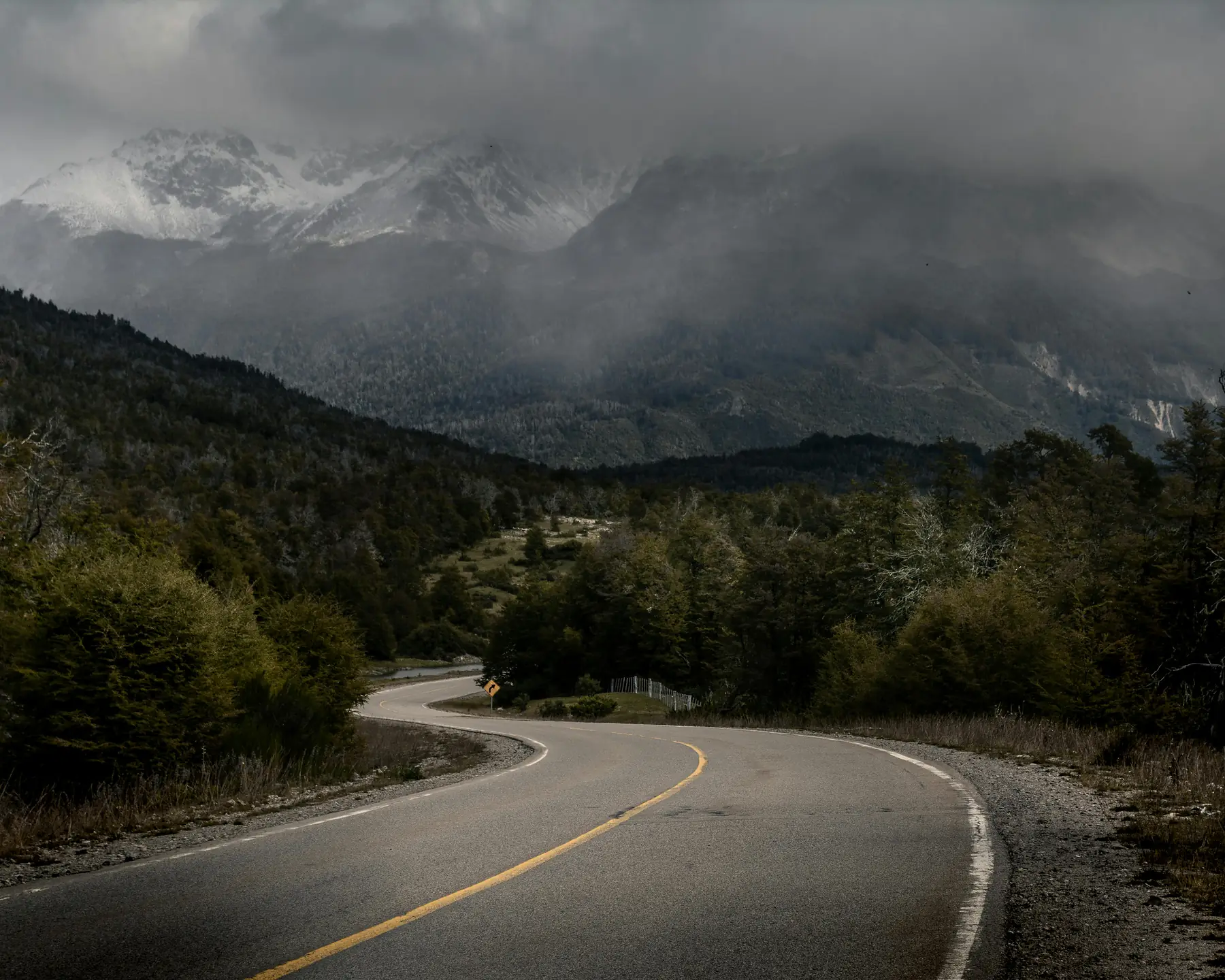 Hanging glaciers visible from the Carretera Austral highway.