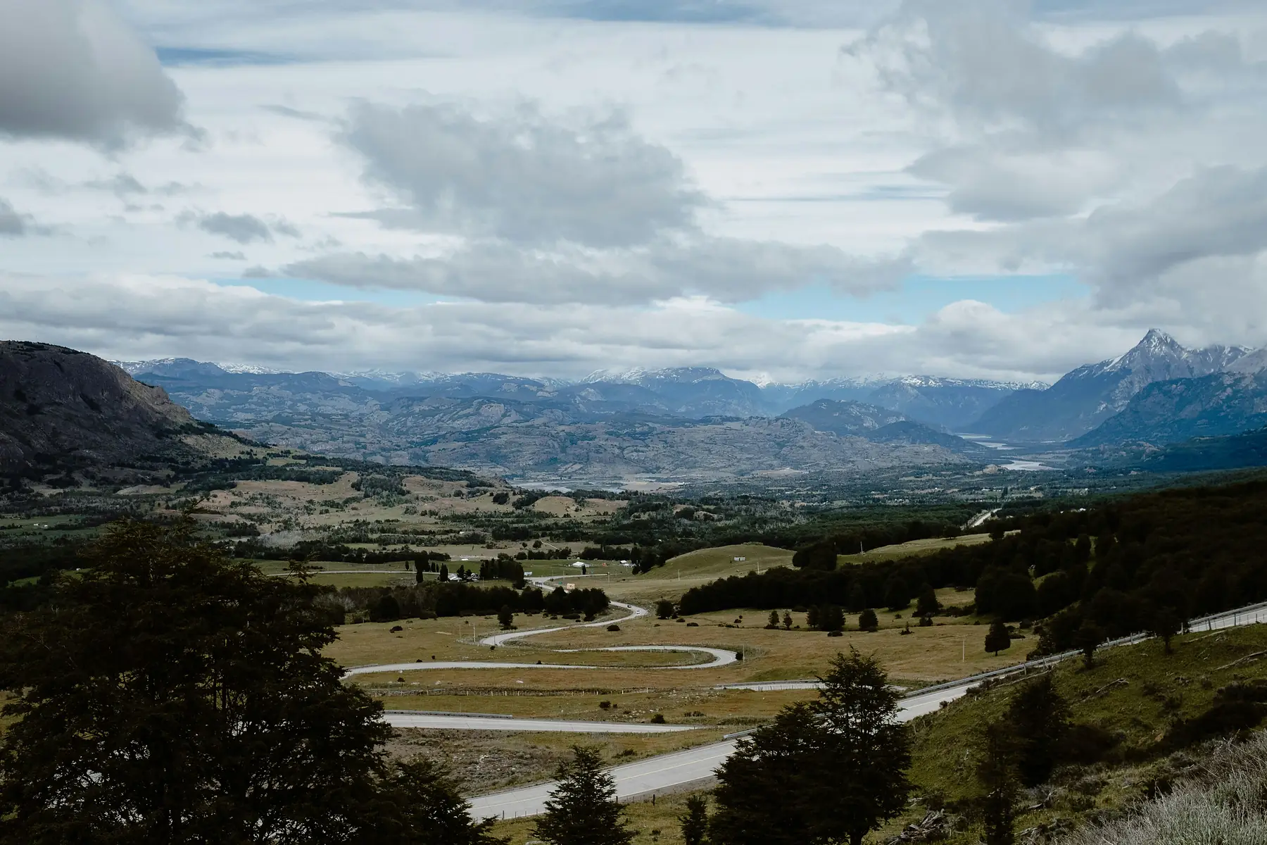 Hanging glaciers visible from the Carretera Austral highway.
