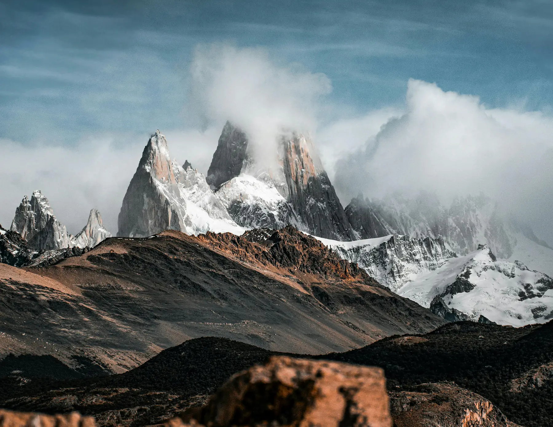 Laguna de los Tres reflecting the sheer face of Fitz Roy.